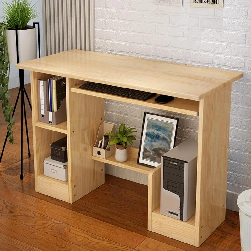 

Solid Wood Desktop Computer Office Desk Children Writing Desk With Bookcase Combination Learning Table Home Furniture