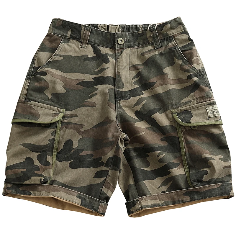 American Casual Multi Pockets Workwear Shorts for Men Summer  Loose Straight Rough Camouflage Half Pants Y2k Cityboy Streetwear