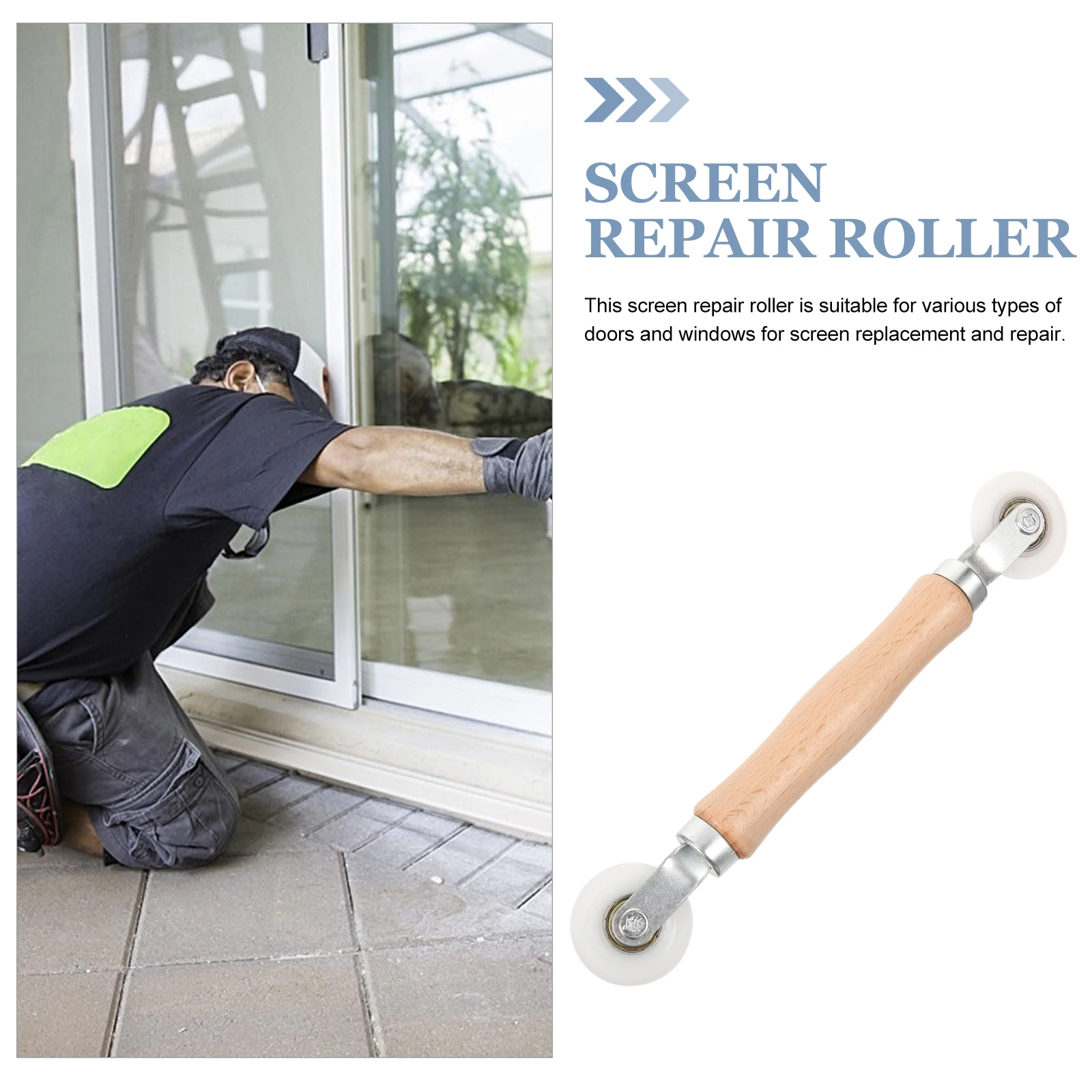 Window Screen Repair Tools Screen Spline Roller Durable Wooden Handle Easy Grip Non Scratch Door Frame Protective Surface
