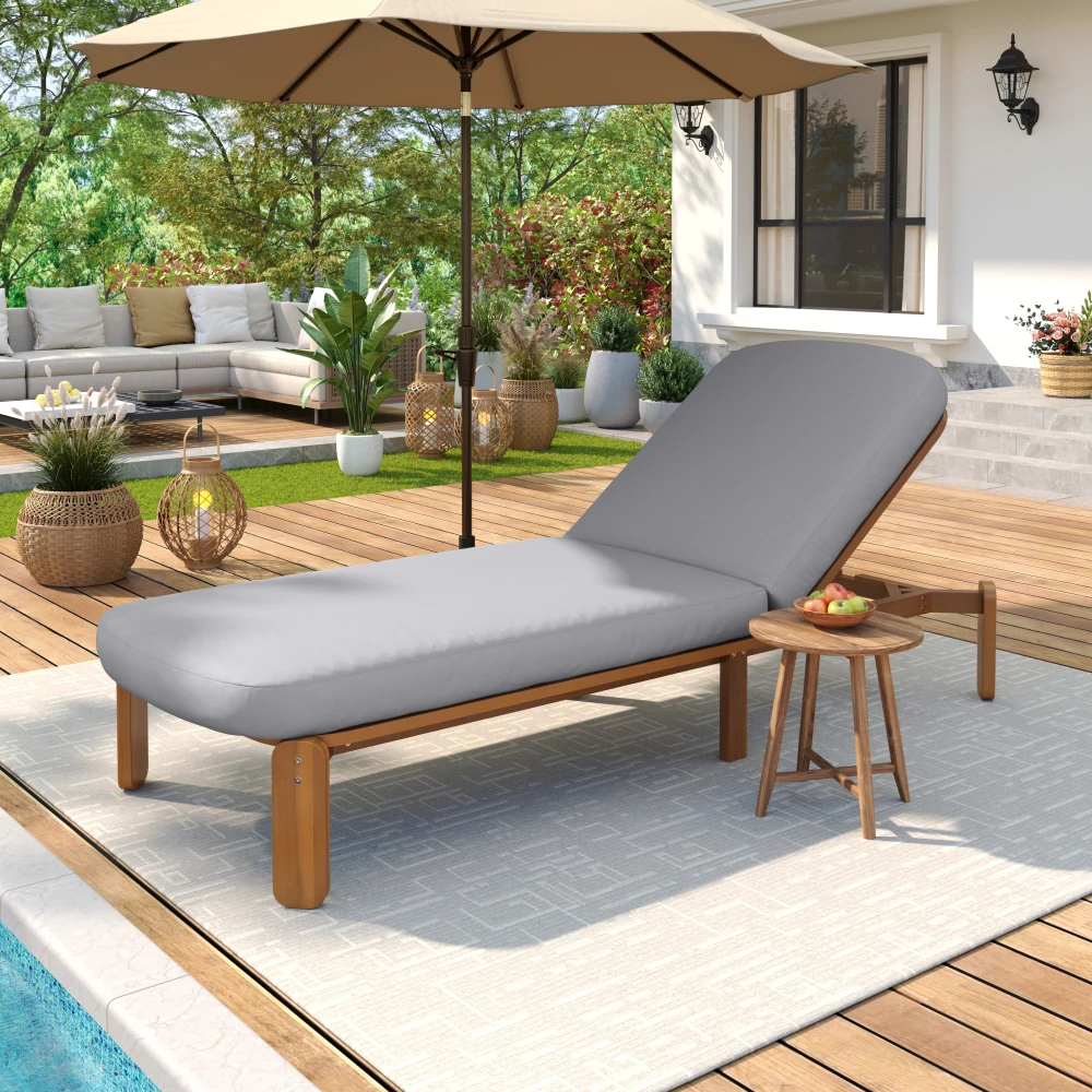 

Регулируемый шезлонг для улицы с откидной спинкой для патио, бассейна, пляжа - серый
