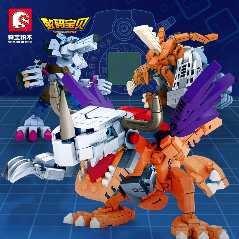 

SEMBO BLOCK Digimon Adventure Anime Block Action Doll Model Garurumon Garudamon Agumon Model Children's Puzzle Toy Birthday Gift