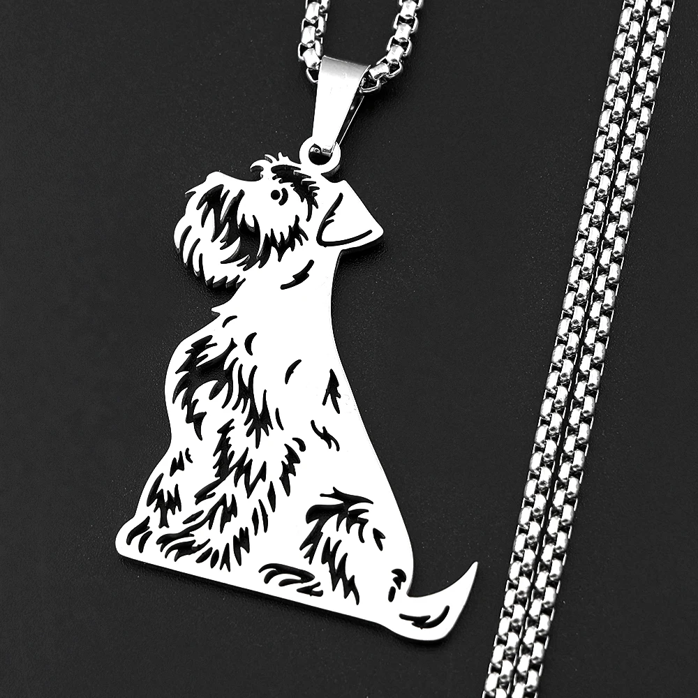 Mini Schnauzer Mustache Pup Chain For Women Men Stainless Steel Silver Color Schnauzy Dog Our Family Necklace Jewelry Gifts
