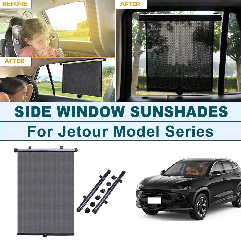 

2Pcs UV Protection Retractable Car Side Window Sun Shade Roller Blinds For Jetour X70 X70PLUS X90 X90PLUS Dashing T1 T2 X95