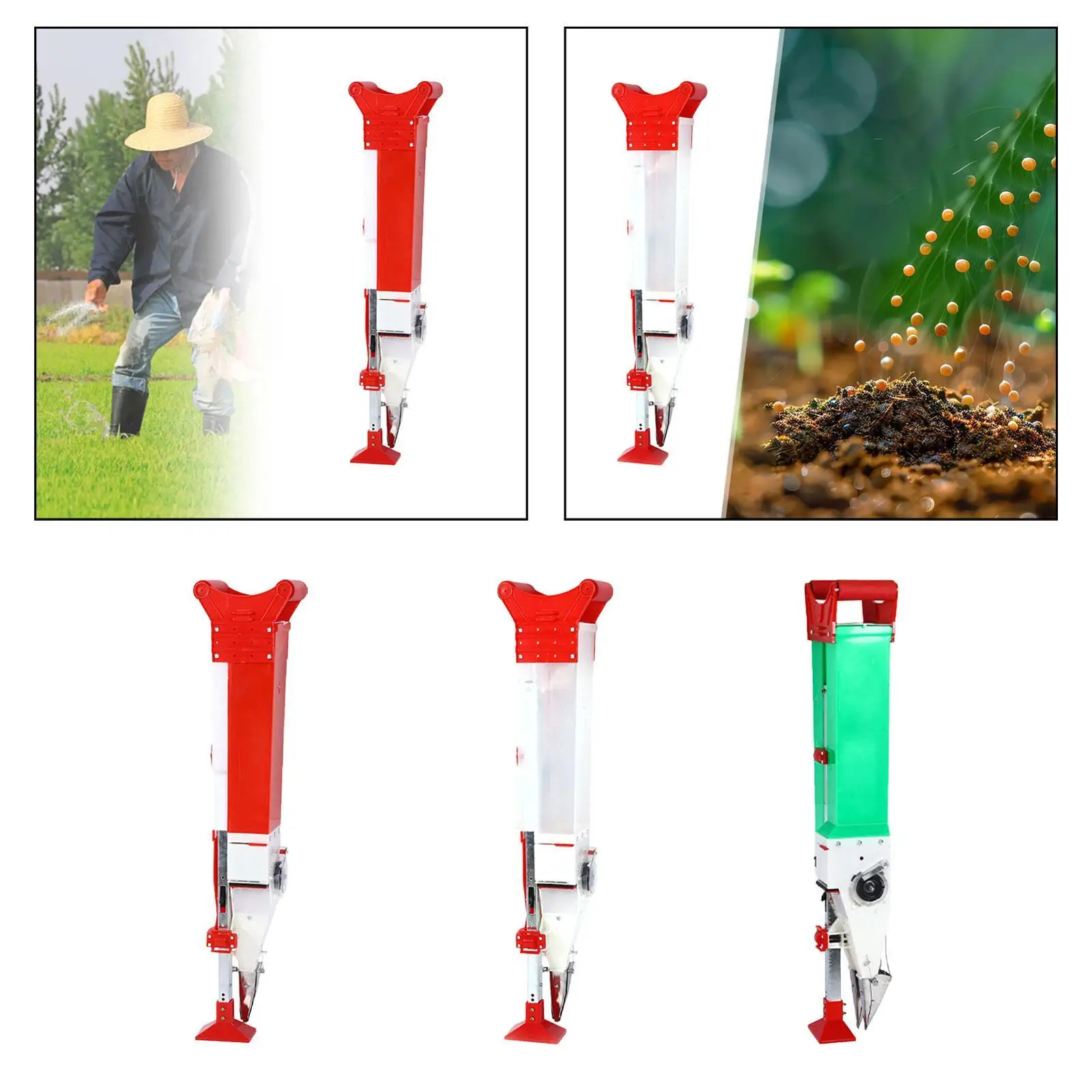 Household Corn Peanut Seeder Adjustable Sowing Depth Ergonomic Design with Double Cylinders Helper for Household Seeding Sowing