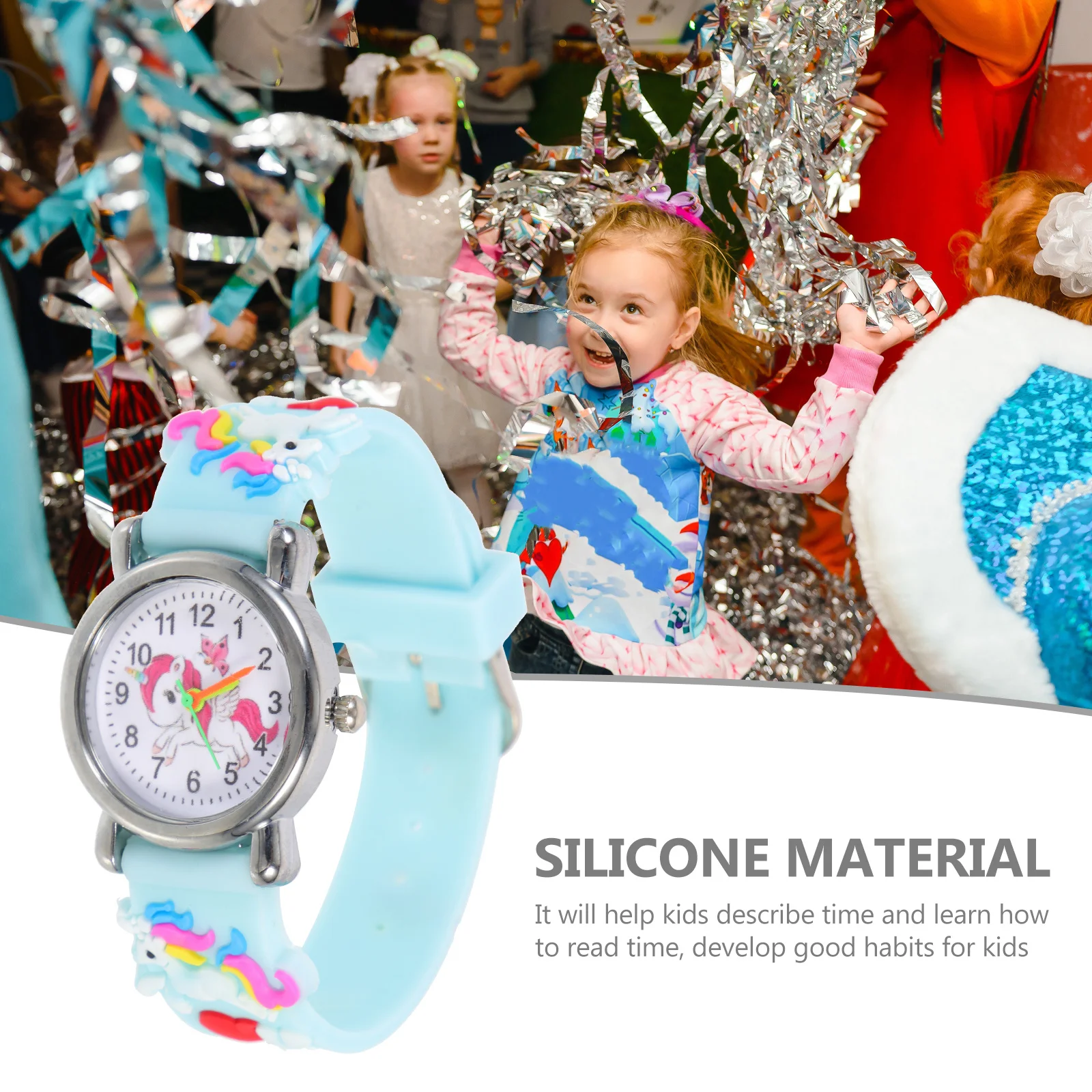 

Learning Watch 'S Analog Clock Face Adjustable Silicone Band Unicorn Design Waterproof Wristwatch For Ages