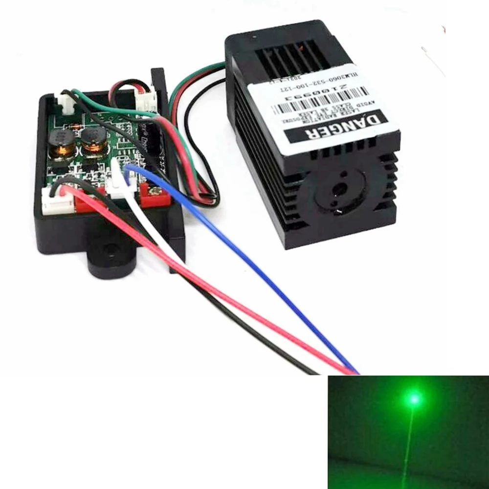 Módulo de diodo láser verde de 532nm, punto de 100mW, luces de escenario, ventilador de refrigeración DC12V TTL