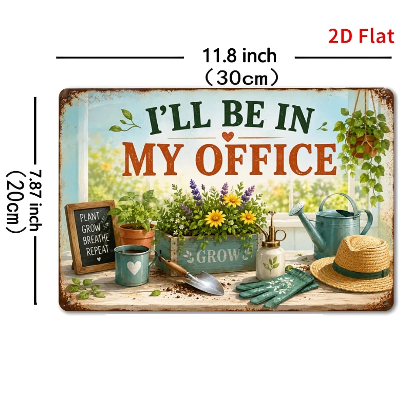 2D Flat - Decorative Sign 2D Flat - [2Dflat], 1pc Gardener Tin Sign, I Will Decorate My Office Sign, Fun Plant Lover Wall Art