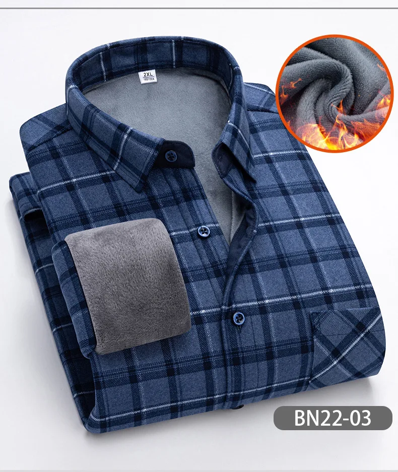 Camisa de terciopelo de manga larga para hombre, camisa de negocios informal delgada, gruesa y cálida, a cuadros, Social, de algodón, Otoño e Invierno