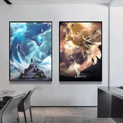 Pokemon Plakat Mew Canvas Art Malarstwo Pokój dzienny Plakat Prezenty Dziecko Figurki Postać z kreskówki Wystrój sypialni dziecięcej