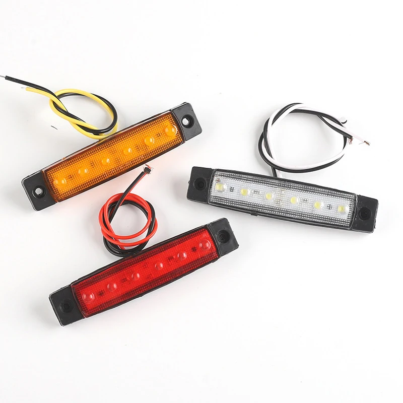 Luces LED externas para coche, indicador de posición lateral de camión, autobús, remolque, advertencia, lámparas de freno laterales traseras, 24V/12V, 6Led