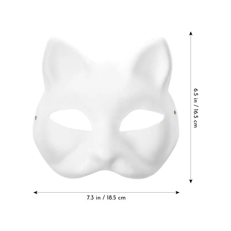 6/10 Pcs Cat Masks White Paper Blank Hand Painted Masks Masquerade Costume Cosplay Accessories Animal Mache Party Mardiup Craft