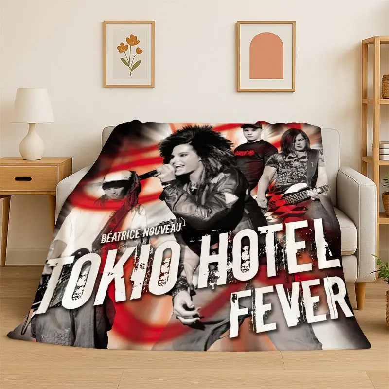Rock Band Tokio Hotel Bill Kaulitz Flannel Blanket Soft Warm Throw Blanket for Bedroom Living Room Bed Travel Camping Picnic