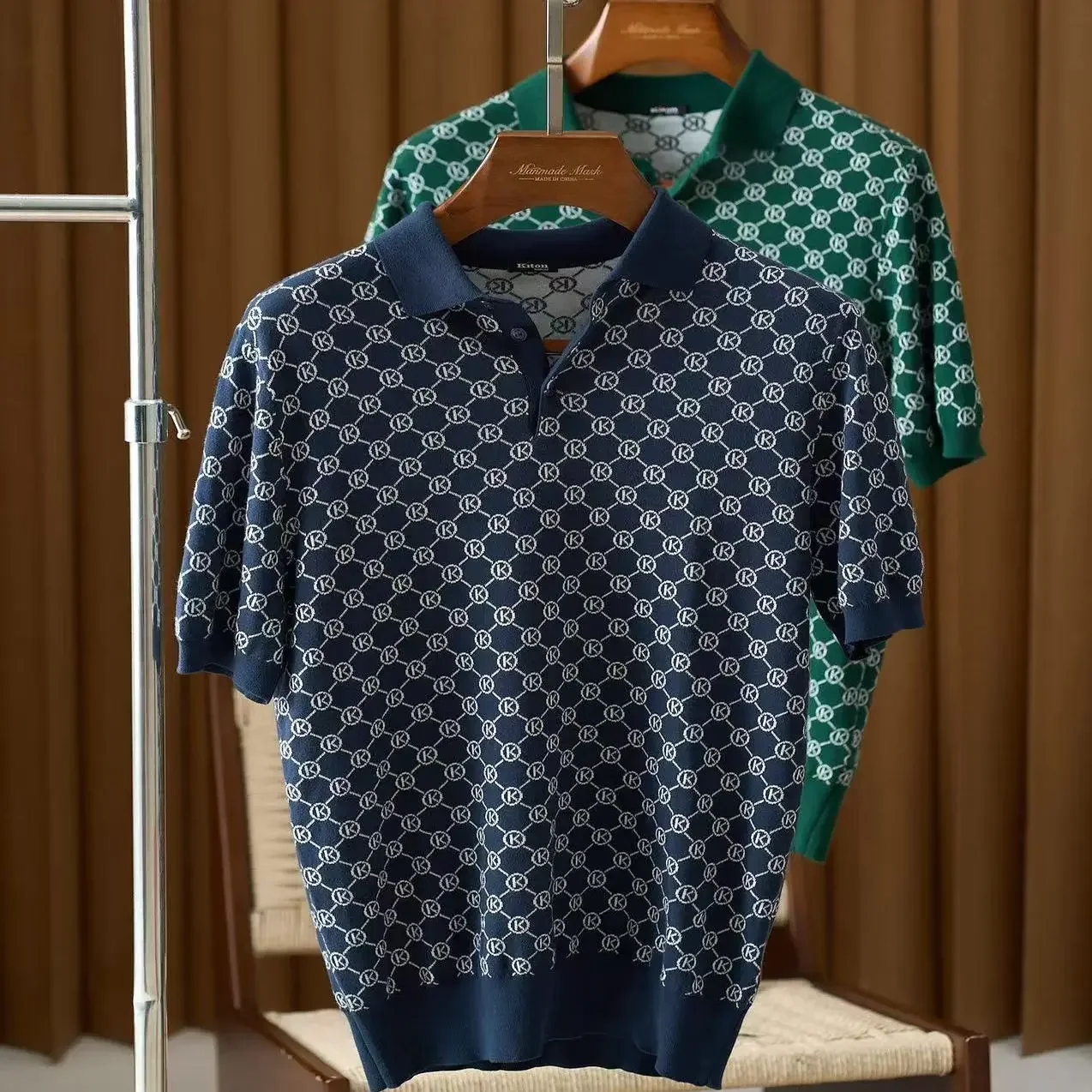 

Kiton Italian summer new men's lapel short-sleeved casual fashion breathable simple knitted POLO shirt