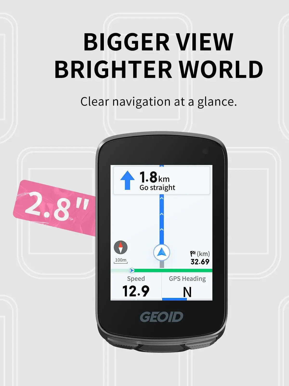GEOID CC700 GPS Fahrradcomputer 2,8-Zoll Farbdisplay Fahrradtacho mit Routennavigation WLAN Wasserdichter Fahrrad-Kilometerzähler