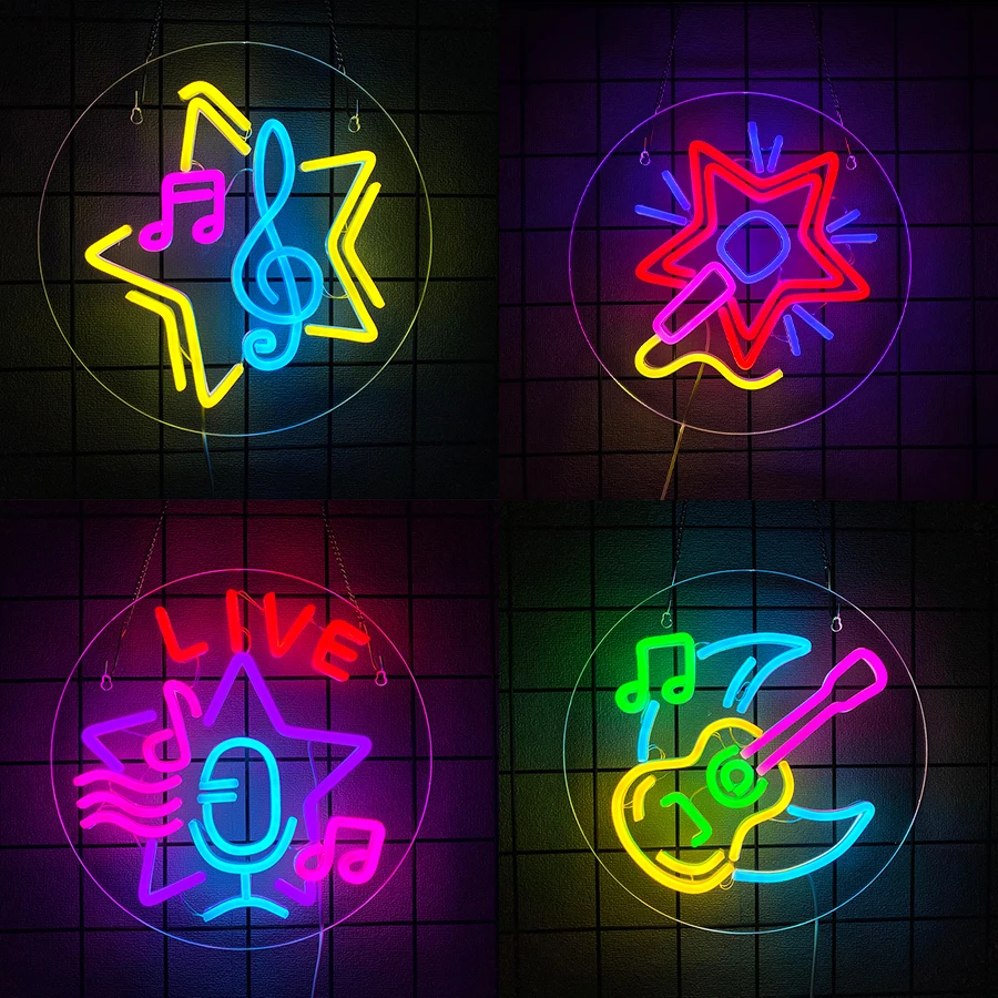 

Live Music Neon Sign For Wall Decor,Light Up Sign For Man Cave,Club,Bar,Music Studio Decor,Concert,Party,Gift For Music Friends