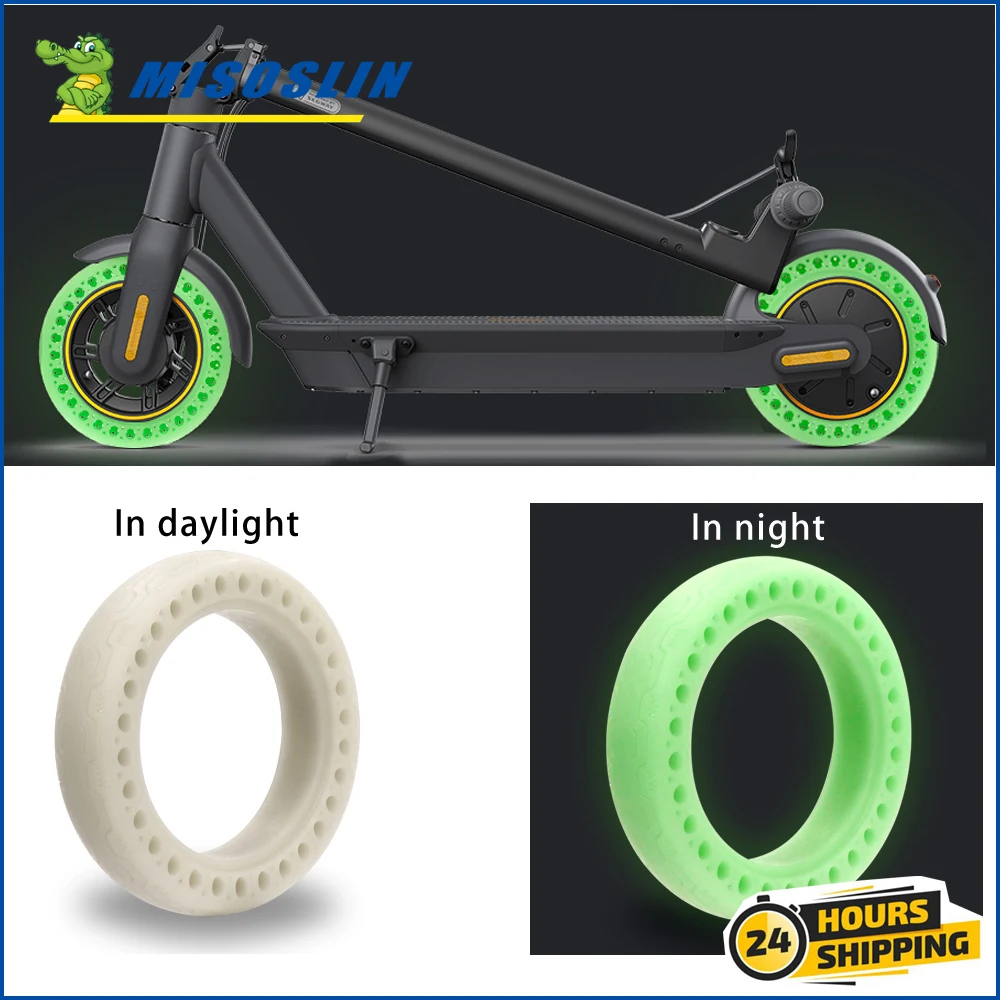 10Inch Solid Tyre for Ninebot Max G30 Electric Scooter Explosion Proof Wheel Fluorescent Luminous Durable Rubber Red Outer Tires