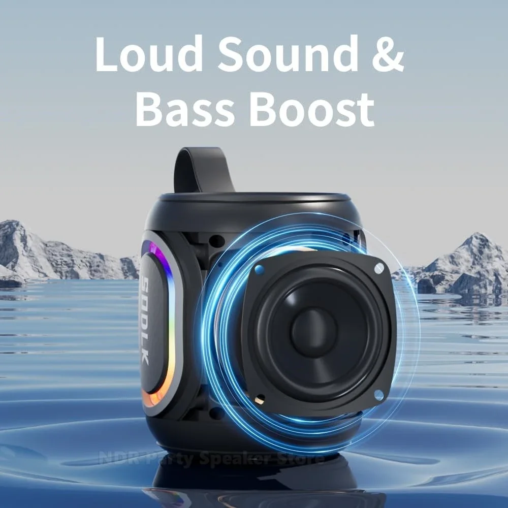 SODLK T13 Wireless Portable Speaker 15W Stereo Sound with RGB Light IPX6 Waterproof Speaker TWS Surround Lightweight for Party