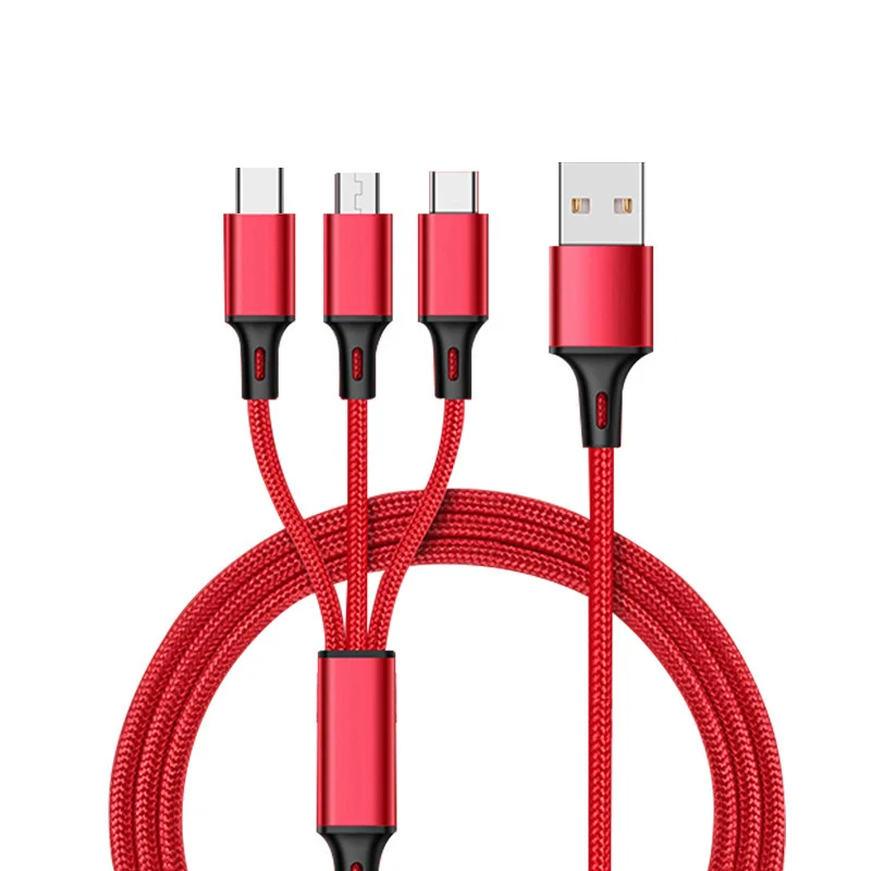 

Suitable For Android Type-C i-Phone, One To Three In One Intelligent Shunt Fast Charging Cable, Hua-Wei Da-ta Ca-ble