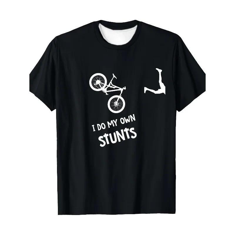 

I Do My Own Students Bicycle Pattern 3D Printing Breathable Quick Drying Loose Comfortable Round Neck Short Sleeved T-shirt