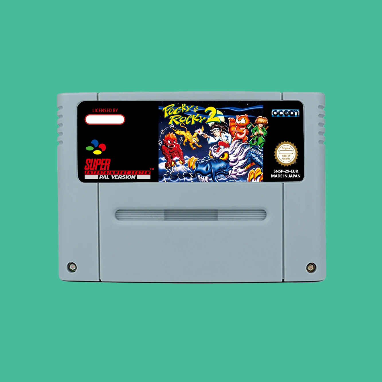 Action Game for Pocky & Rocky2  - USA or EUR version Cartridge available for SNES  Game Consoles