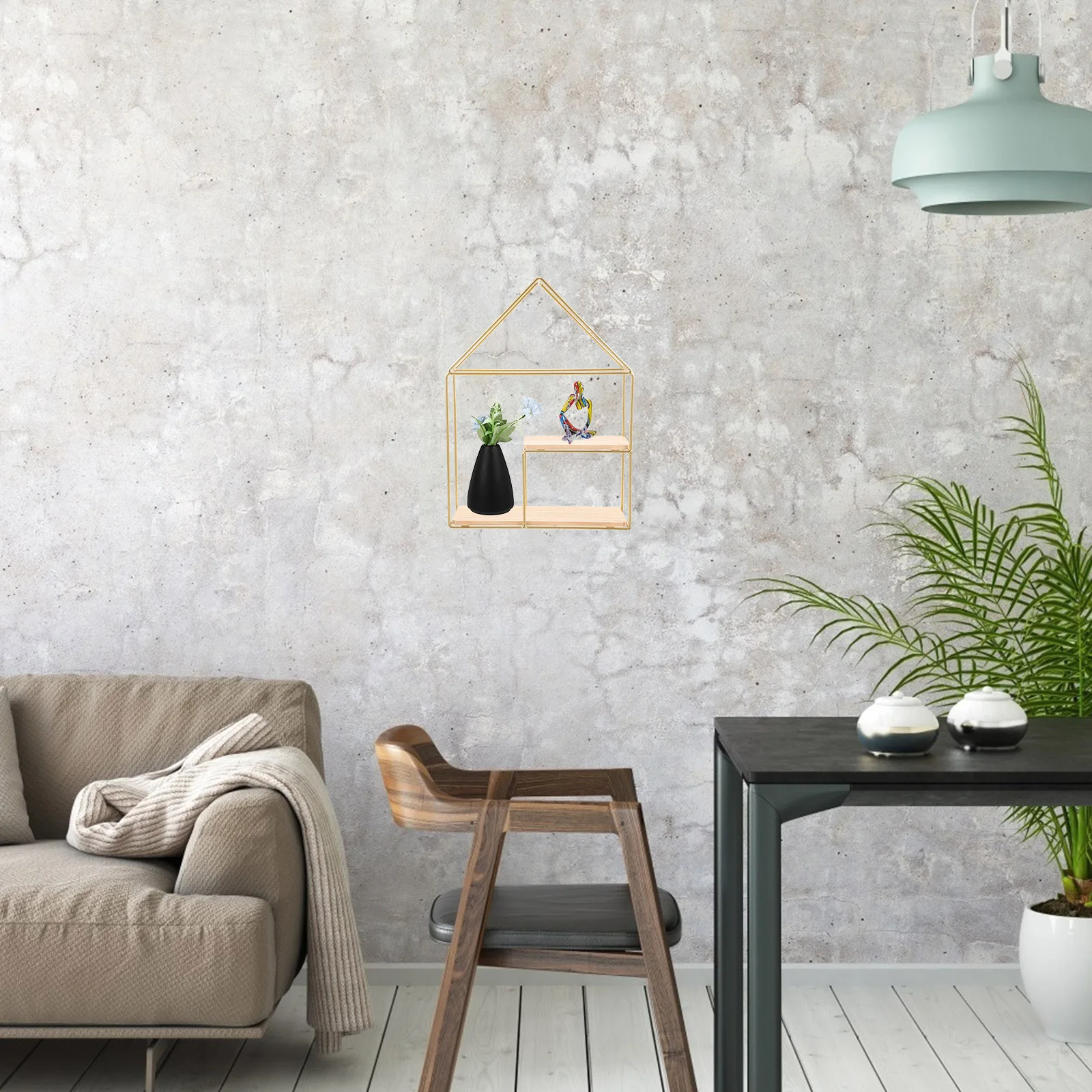 

1pcs Nordic Wall Floating Shelves Nordic Style Storage Holder Bedroom Kitchen Storage Rack Home Decor Mounted Iron Holder