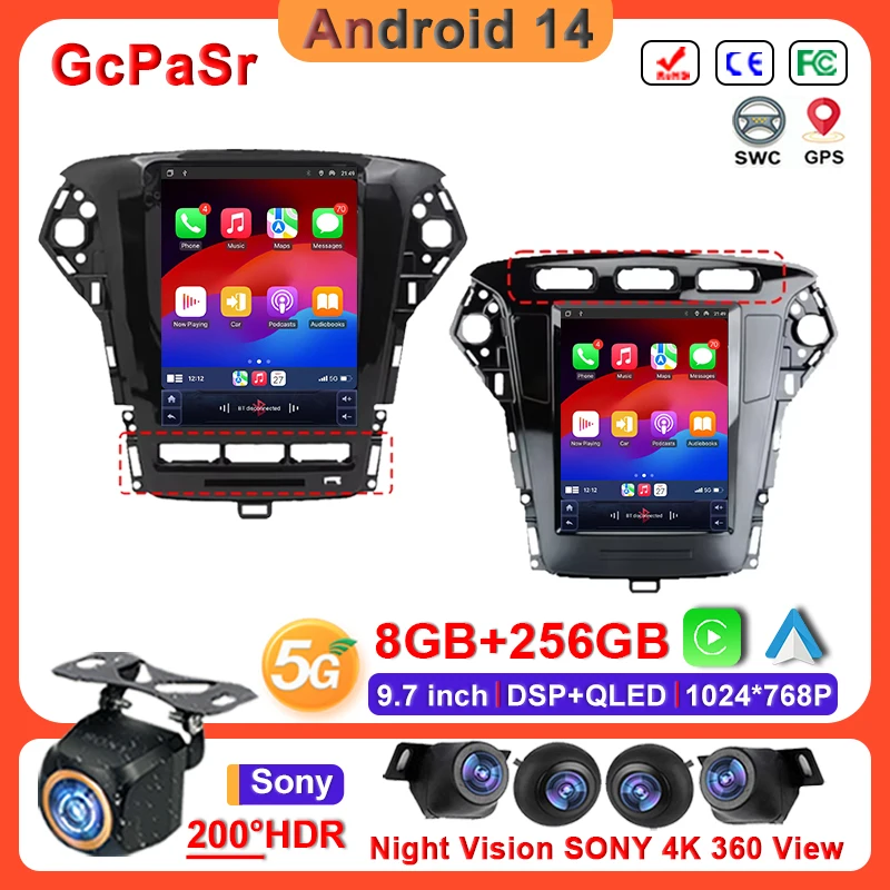 

9.7" inch Android 14 Car Radio For Ford Mondeo MK4 2011 - 2013 GPS Navigation Touch Screen Stereo Head Unit Multimedia DVD wifi