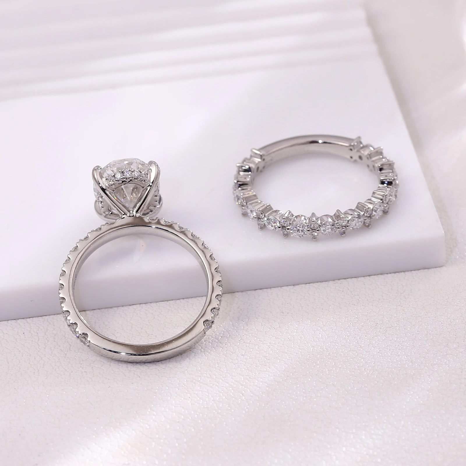 Provence 18K White gold Ring Set Women's IGI Oval Lab Diamonds Bridal Set Wedding Engagement band stack band Christmas Gifts
