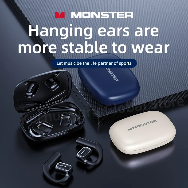 Monster XKO01 auriculares inalámbricos Bluetooth 5,3 TWS auriculares con reducción de ruido auriculares estéreo HiFi auriculares deportivos con gancho para la oreja