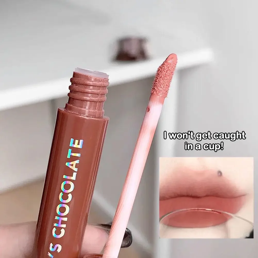 Chocolate Lip Glaze Set Velvet Matte Not Fade Long lasting Rich Cream Lipstick Milk Coffee Lip Color Women Makeup Lip Tint