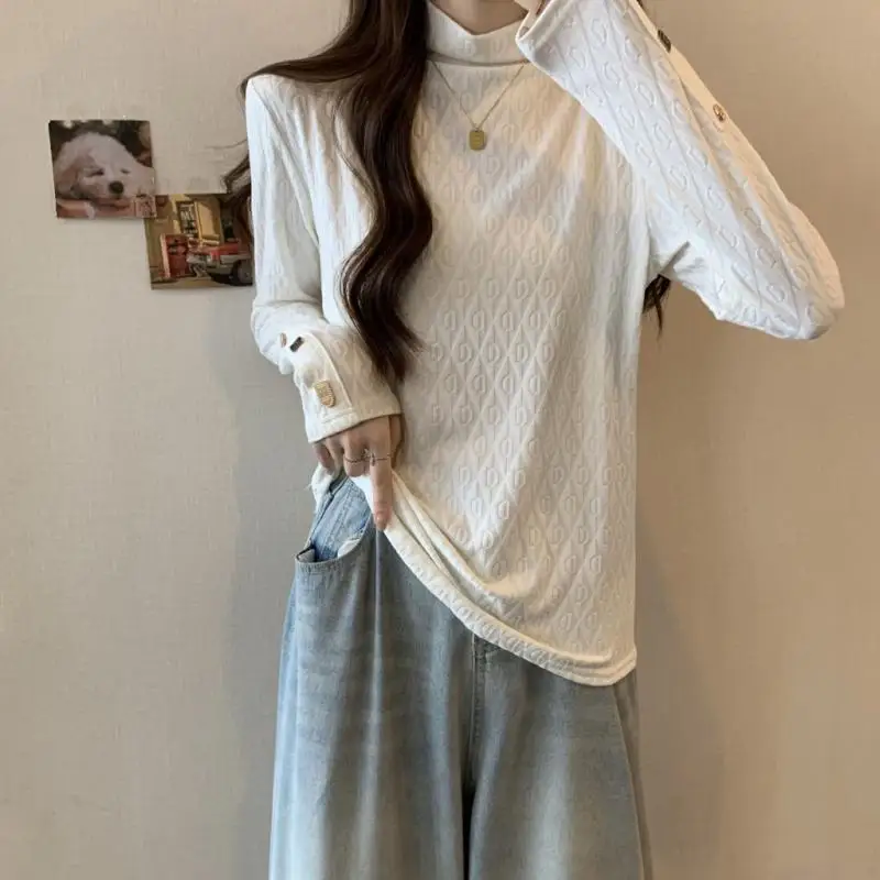 Damen Herbst Winter neue modische elegante hoch geschlossene Langarm pullover lässig westlichen Stil Pendeln bequeme Tops