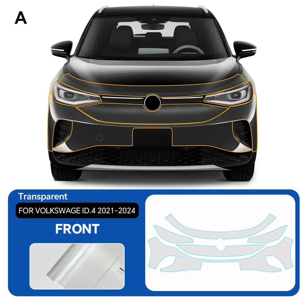 

For Volkswagen ID4 2021-2024 TPU Body Bumper Door Pre-cut Sticker Paint Protection Film PPF Scratch-resistant And Transparent