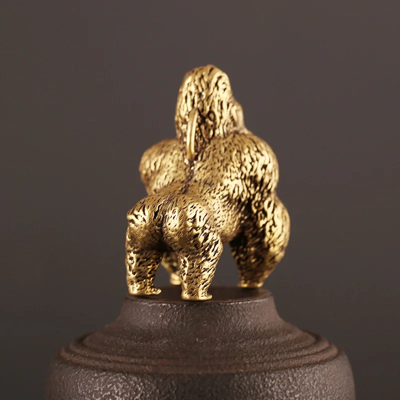 1Pc Bronze Gorilla Statue Miniature Office Desk Ornament Home Decor Gift Toy