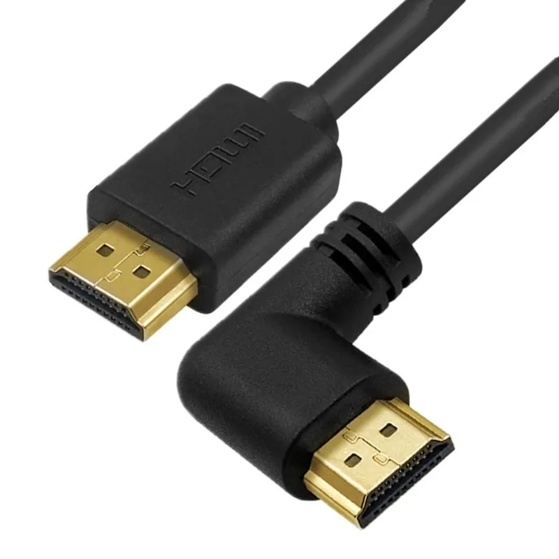 كابل HDMI 4K 2.0 60 هرتز 1.8 متر مطلي بالذهب عالي السرعة بزاوية مباشرة لشاشة تلفزيون الكمبيوتر