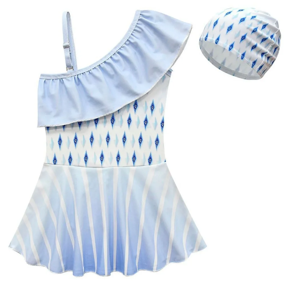 

Children's Swimsuit 2 Pieces Set Top & Skirt Swimsuit For Girls Summer Travel Beachwear With Headband Swim Suit For Kids