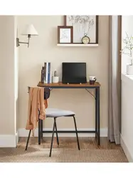 Scrivania da ufficio VASAGLE: 80x50x75 cm. Facile montaggio. Stile industriale in metallo. Rustico marrone e nero.