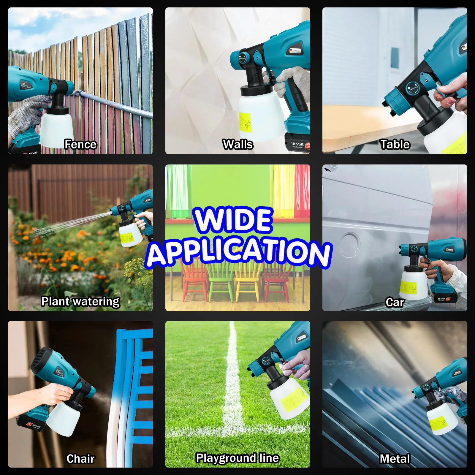 Electric Spray Gun for Bosch 18V 20V Li-ion Battery Auto Furniture Coating Airbrush Cordless Portable Paint Sprayer