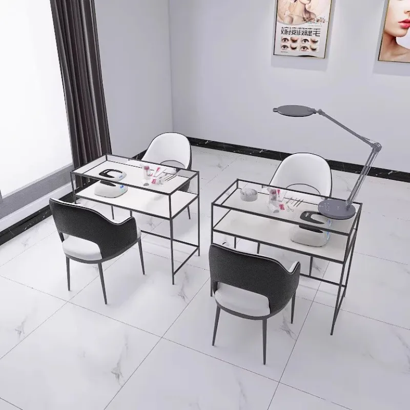 การออกแบบทําความสะอาดง่ายเล็บตาราง Designer กันน้ํา Simple เล็บแผนกต้อนรับแต่งหน้า Nageltisch เล็บเฟอร์นิเจอร์ Salon