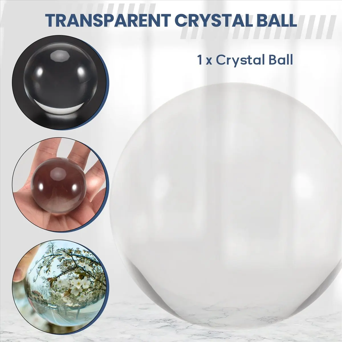 M05K Transparent color Glass Crystal Ball Healing Sphere Photography Props ball Decor 50Mm