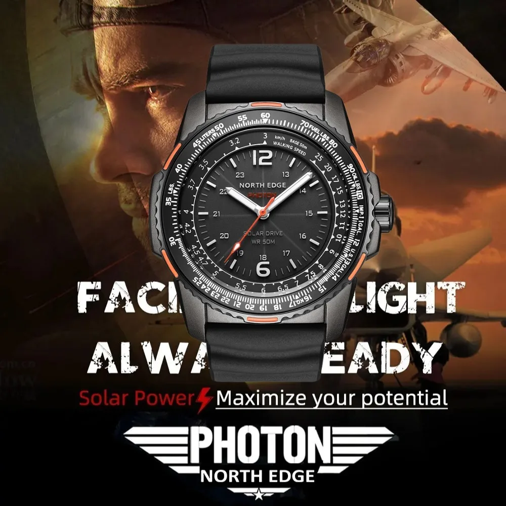 

NORTH EDGE PHOTON цифровые военные мужские часы водонепроницаемые 50 м спортивные солнечные светящиеся часы для защиты окружающей среды для мужчин