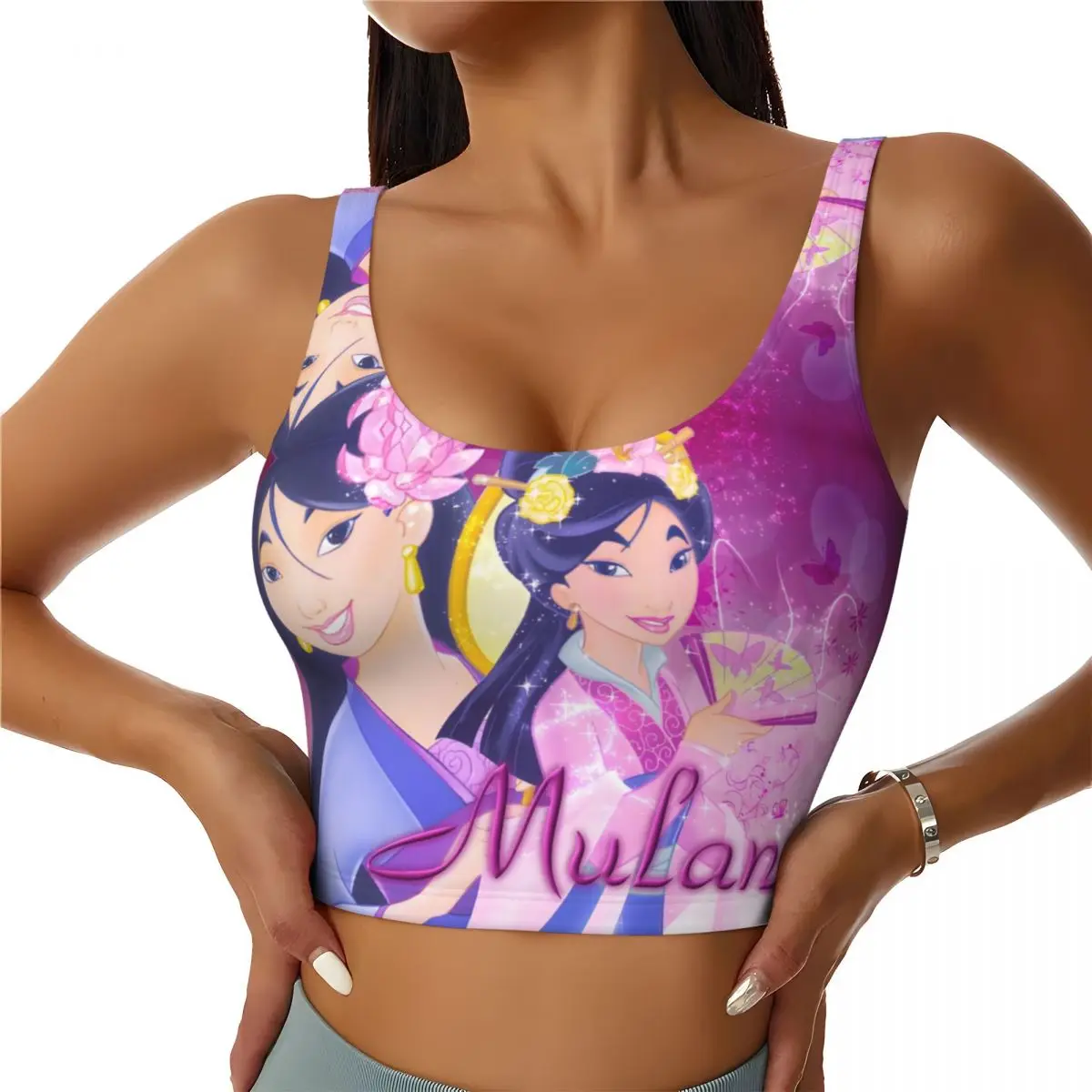

Custom Mulan Poster Workout Crop Tank Tops Women's Seamless Yoga Running Sports Bras
