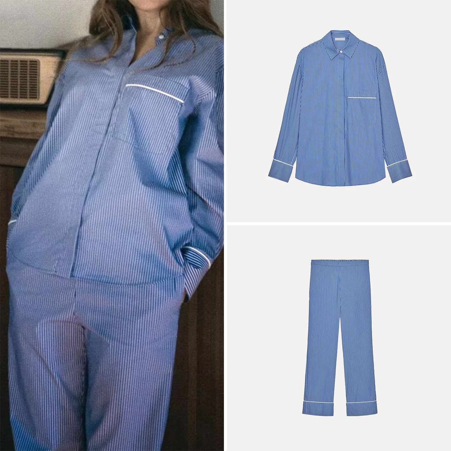 

Осень 2023, женские полосатые цветные блузки, длинные брюки, комплект Faion, длинная повседневная одежда на пуговицах для рекламы...