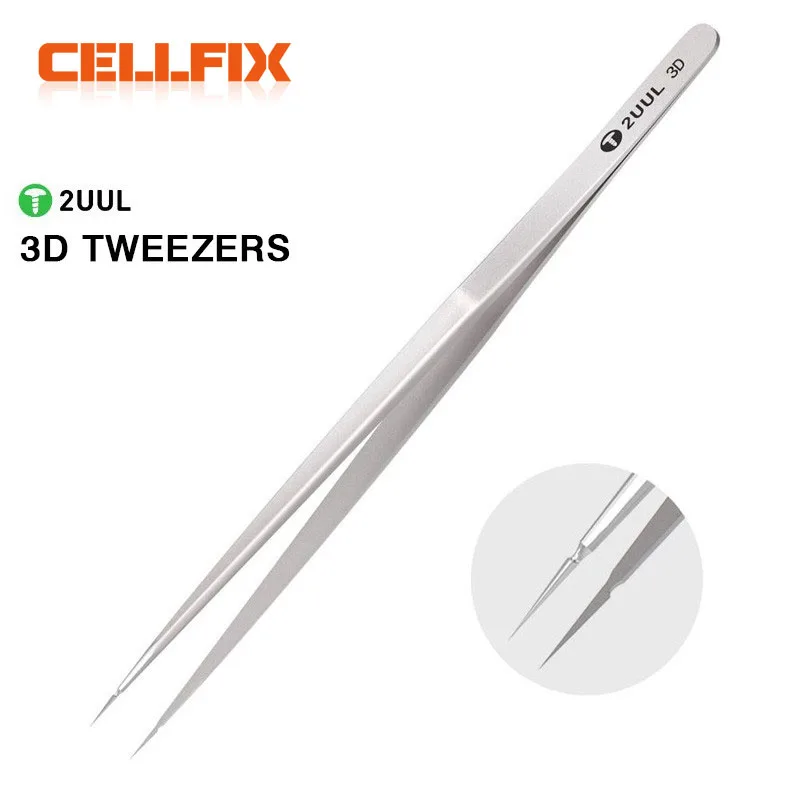 DIYFIX 2UUL TW01 Hand Finish 3D Straight Head Tweezer For Motherboard Flying Wire Spot Welding Precise Repair Tools