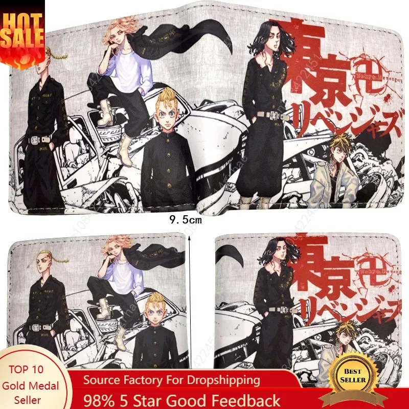 Tokyo Revengers Manjiro Ken Takemichi Hinata Atsushi PU Leather Bifold Wallet Ziper Coin Purse