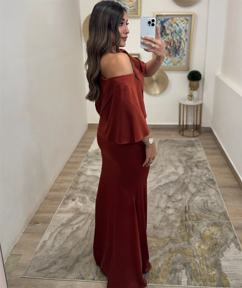 Vestido De noche De satén De moda De sirena personalizado exquisito un hombro mangas 3/4 vestidos De celebridades Vestido De fiesta moderno