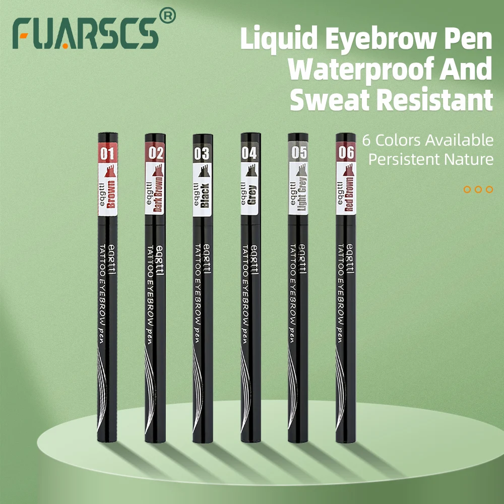 Penna per sopracciglia a 6 colori matita per sopracciglia liquida impermeabile punta a forchetta schizzo Fine matita per sopracciglia naturale a lunga durata