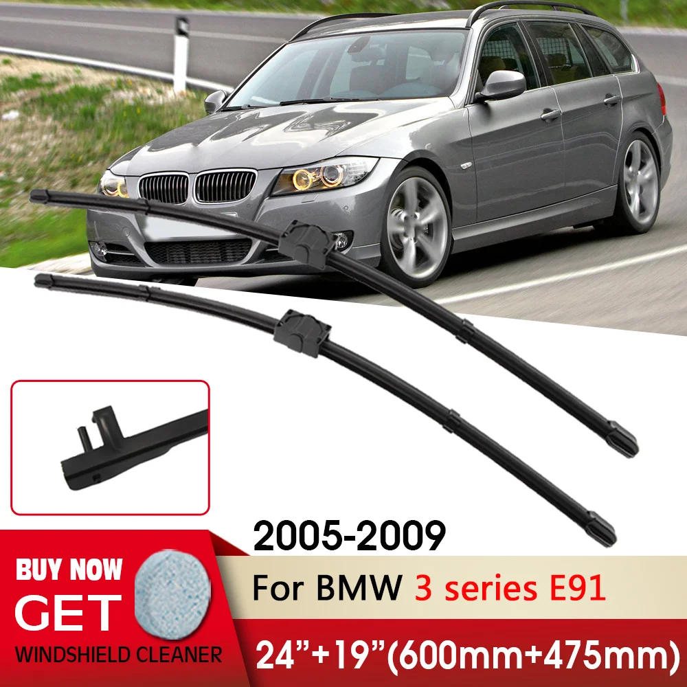 

Car Wiper RHD&LHD Front Wiper Blades 24"+19" For BMW 3 series E91 2005-2009 Fit Side Pin Arm Windshield Windscreen Front Window