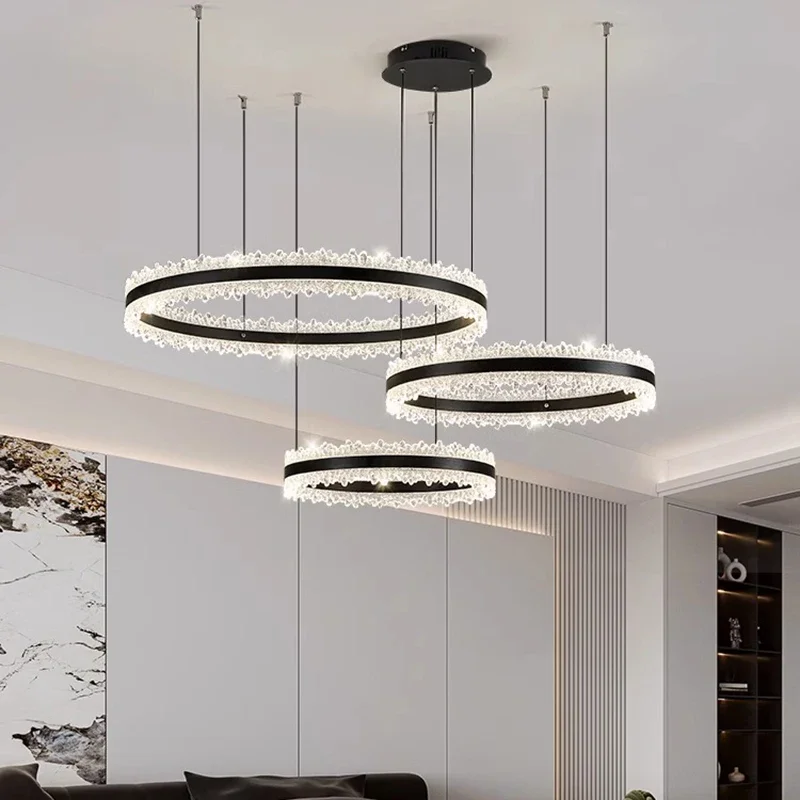 2026 Modern Ring Acrylic Led Pendant Lights Minimalist Design Crystal Dimmable For Living Sofa Room Conference Hall Hanging Fixt
