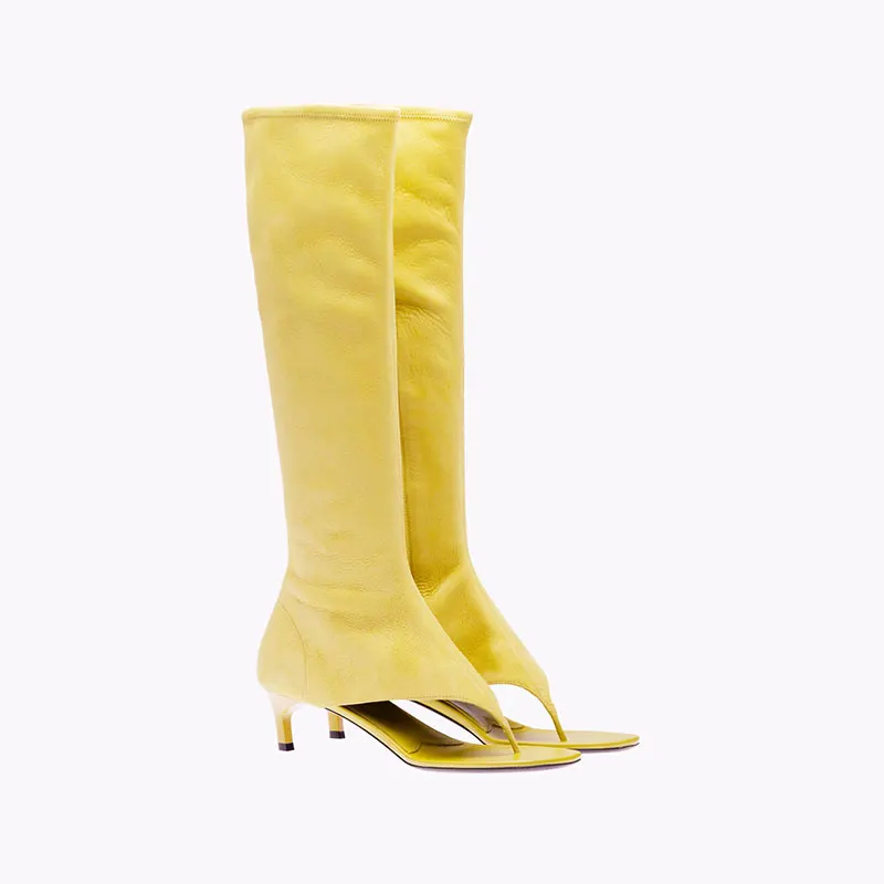 Ladies' Summer Fashion,slim High Heels,cropped Toes,knee High Cool Boots,European and American Style,cat Heel, Side Zipper Shoes