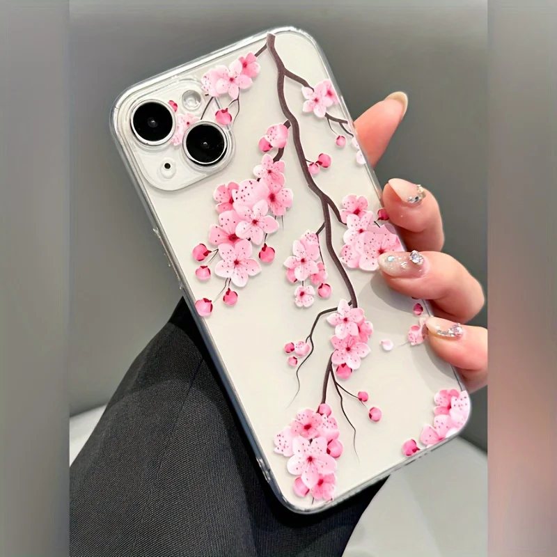 

Pink Plum Flower Phone Case For Samsung Galaxy S24 S23 S22 S25 Ultra Plus Shockproof Soft Cover S22+ S23+ S24+ S25+ Shell Fundas