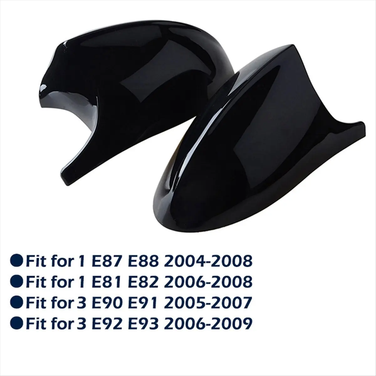 11-1Pair Car Glossy Black Cow Corner Rear View Mirror for BMW 1 3 Series E81 E87 E90 E92 2004 2005 2006 2007 2008 2009